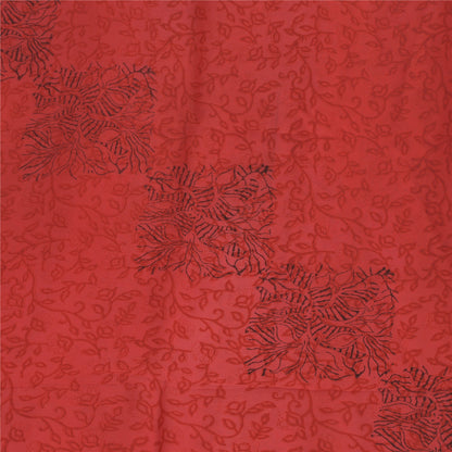 Sanskriti Vintage Red/Green Sarees Printed Blend Georgette Sari Craft Fabric