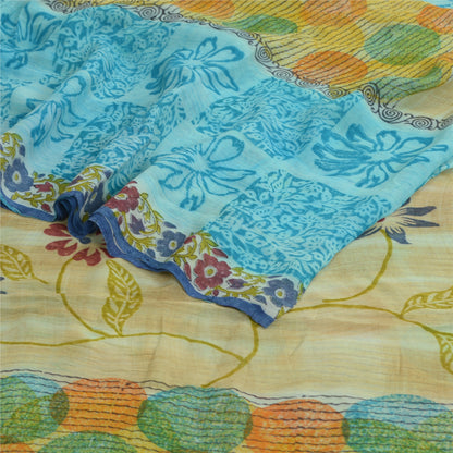 Sanskriti Vintage Multi Indian Sarees Printed Blend Georgette Sari Craft Fabric