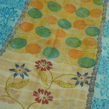 Sanskriti Vintage Multi Indian Sarees Printed Blend Georgette Sari Craft Fabric