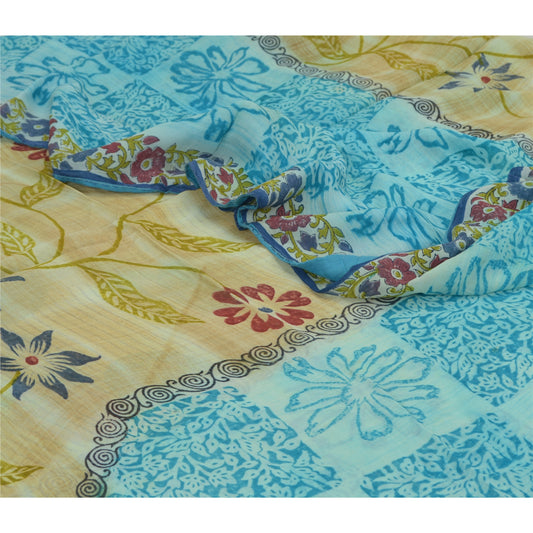 Sanskriti Vintage Multi Indian Sarees Printed Blend Georgette Sari Craft Fabric