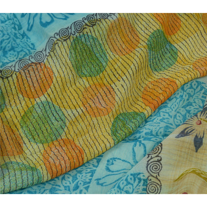 Sanskriti Vintage Multi Indian Sarees Printed Blend Georgette Sari Craft Fabric