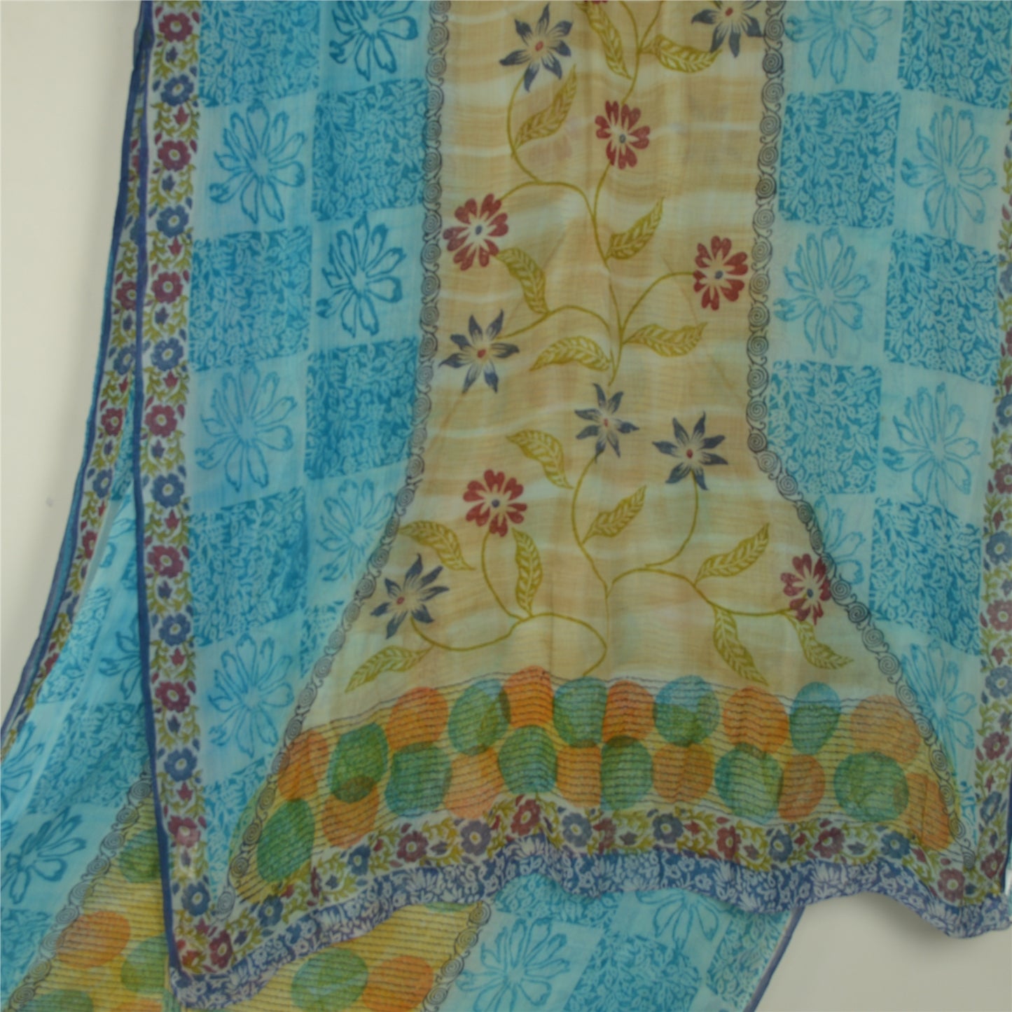 Sanskriti Vintage Multi Indian Sarees Printed Blend Georgette Sari Craft Fabric