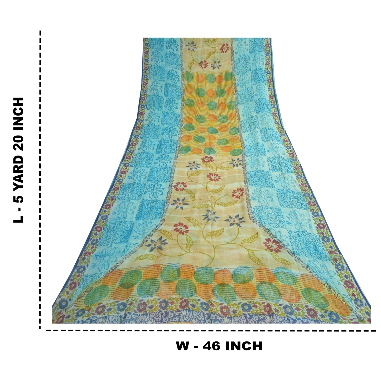 Sanskriti Vintage Multi Indian Sarees Printed Blend Georgette Sari Craft Fabric