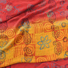 Sanskriti Vintage Yellow/Red Sarees Pure Georgette Silk Print Sari Craft Fabric