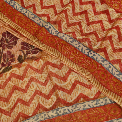 Sanskriti Vintage Multi Sarees Pure Georgette Silk Printed Sari 5yd Craft Fabric