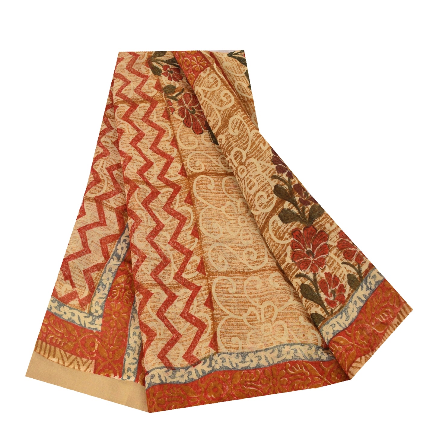 Sanskriti Vintage Multi Sarees Pure Georgette Silk Printed Sari 5yd Craft Fabric