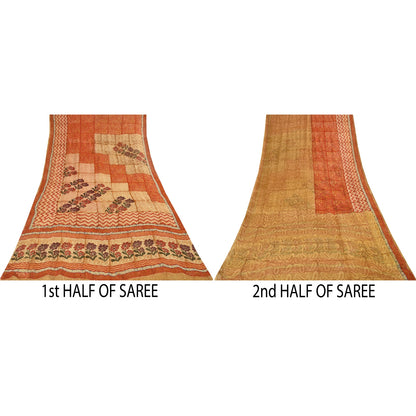 Sanskriti Vintage Multi Sarees Pure Georgette Silk Printed Sari 5yd Craft Fabric