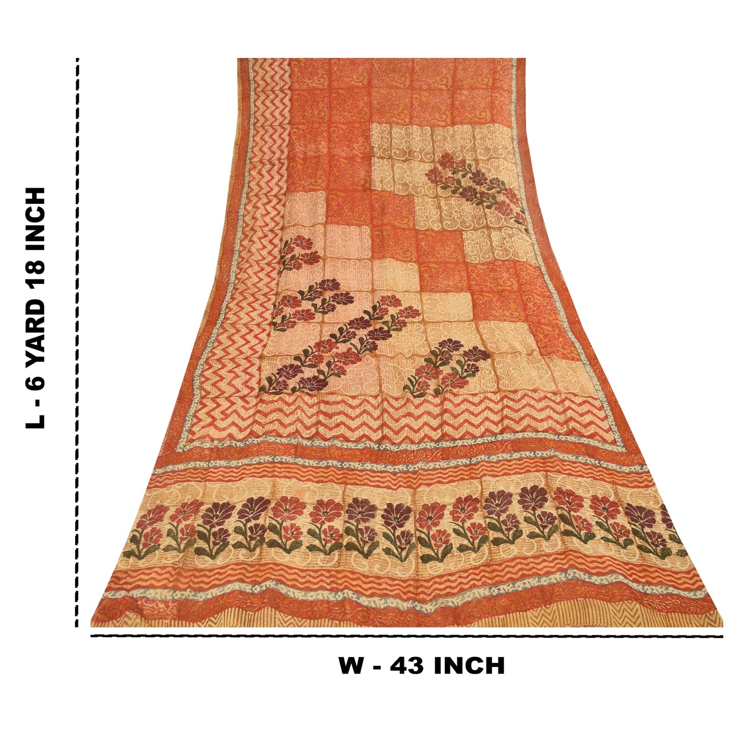 Sanskriti Vintage Multi Sarees Pure Georgette Silk Printed Sari 5yd Craft Fabric