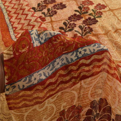 Sanskriti Vintage Multi Sarees Pure Georgette Silk Printed Sari 5yd Craft Fabric