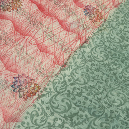 Sanskriti Vintage Saree Georgette Multicolor Indian Floral Paisley Printed 5.5+ Yard Sari Craft Fabric Upcycling, Recycling, Dress Making