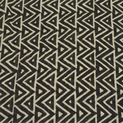 Sanskriti Vintage Black Indian Sari Printed Pure Georgette Sarees Craft Fabric