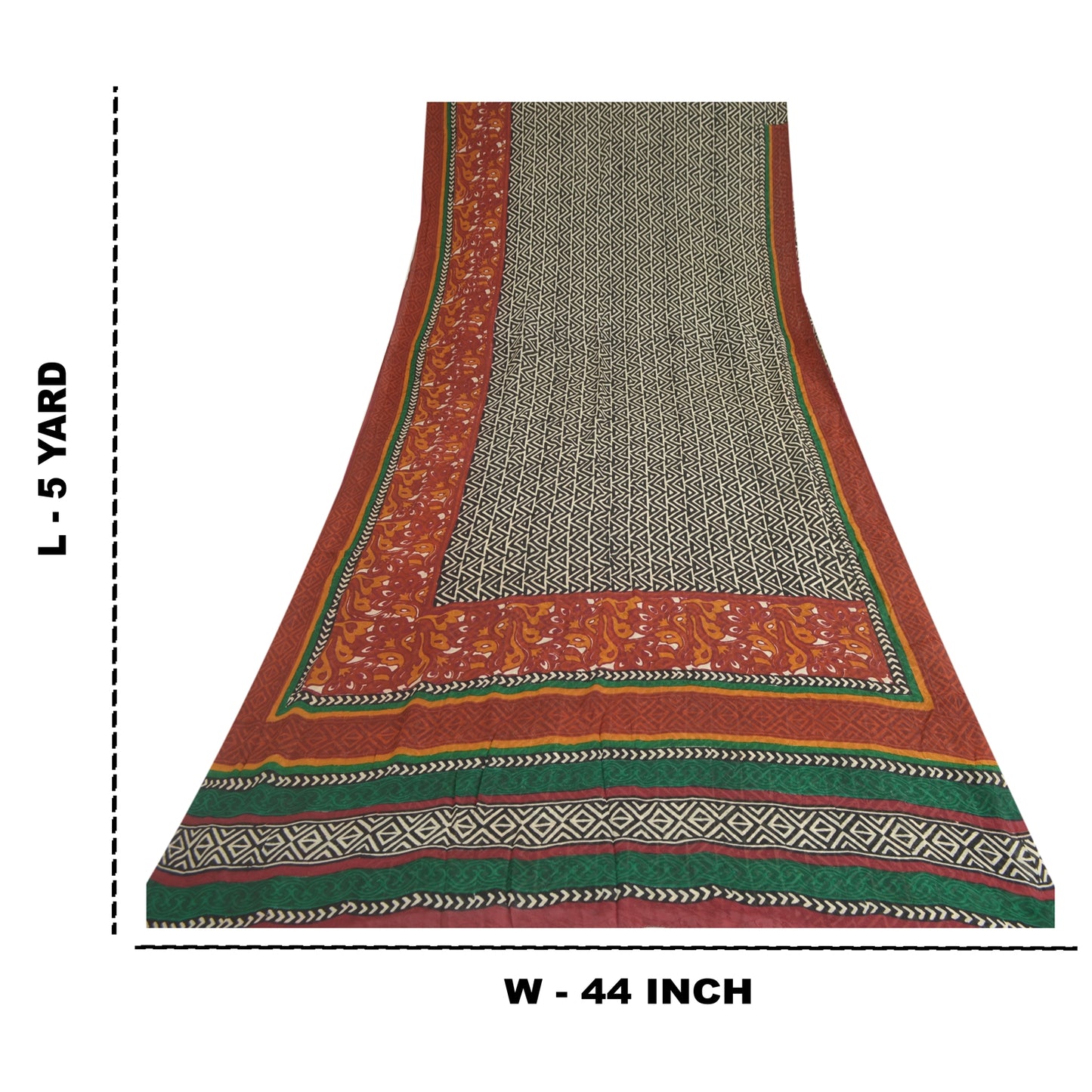 Sanskriti Vintage Black Indian Sari Printed Pure Georgette Sarees Craft Fabric