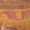 Sanskriti Vintage 100% Pure Georgette Silk Saffron & Brown Printed Saree 5 Yd Craft Supplies Fabric Decor, Women Floral Outfit, Scrap