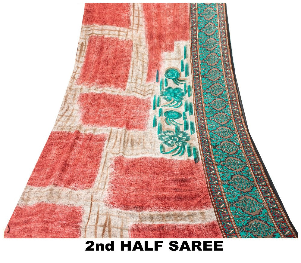 Sanskriti Vintage Saree Pure Georgette Silk Multicolor Printed Sari Craft Sustainable Fabric