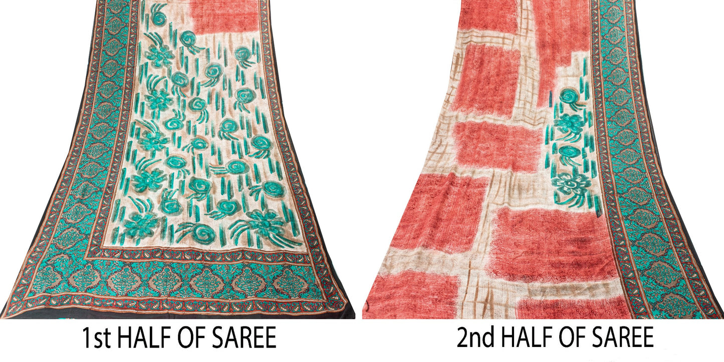 Sanskriti Vintage Saree Pure Georgette Silk Multicolor Printed Sari Craft Sustainable Fabric