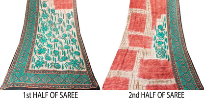 Sanskriti Vintage Saree Pure Georgette Silk Multicolor Printed Sari Craft Sustainable Fabric