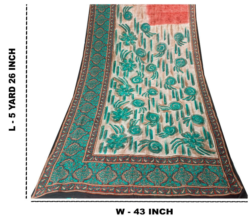 Sanskriti Vintage Saree Pure Georgette Silk Multicolor Printed Sari Craft Sustainable Fabric