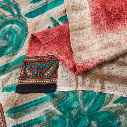 Sanskriti Vintage Saree Pure Georgette Silk Multicolor Printed Sari Craft Sustainable Fabric