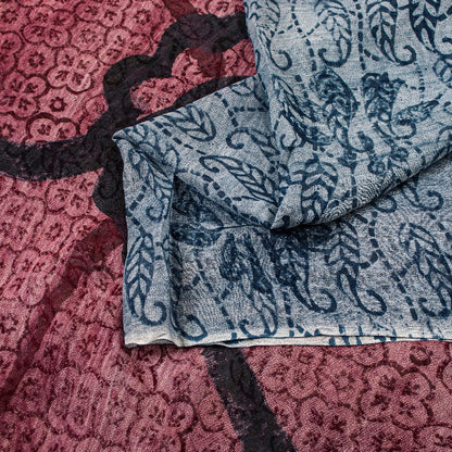 Sanskriti Vintage Sari Blend Georgette Lilla Trykt Sari 5 Yard Håndværk Bæredygtigt Stoff