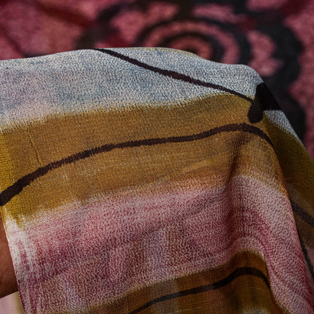 Sanskriti Vintage Sari Blend Georgette Lilla Trykt Sari 5 Yard Håndværk Bæredygtigt Stoff