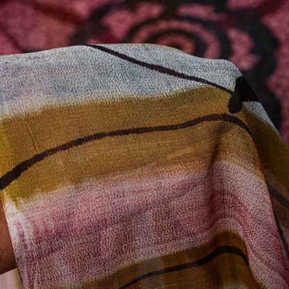 Sanskriti Vintage Sari Blend Georgette Lilla Trykt Sari 5 Yard Håndværk Bæredygtigt Stoff