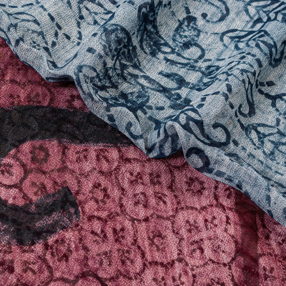 Sanskriti Vintage Sari Blend Georgette Lilla Trykt Sari 5 Yard Håndværk Bæredygtigt Stoff
