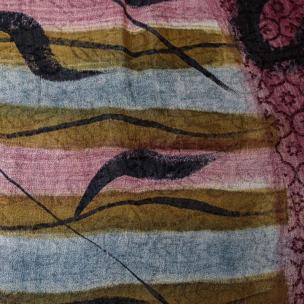 Sanskriti Vintage Sari Blend Georgette Lilla Trykt Sari 5 Yard Håndværk Bæredygtigt Stoff