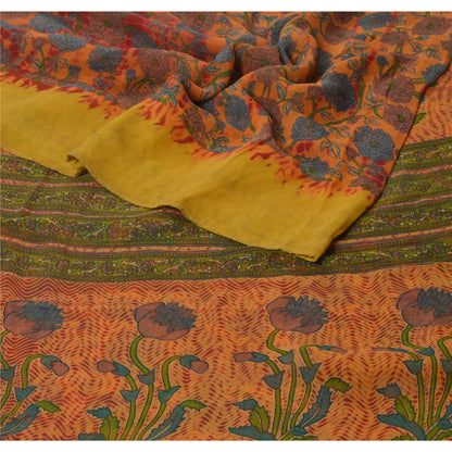 Sanskriti Vintage Peach Bollywood Sarees Pure Georgette Silk Fabric Printed Sari