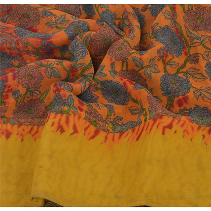 Sanskriti Vintage Peach Bollywood Sarees Pure Georgette Silk Fabric Printed Sari