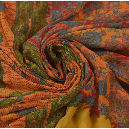 Sanskriti Vintage Peach Bollywood Sarees Pure Georgette Silk Fabric Printed Sari