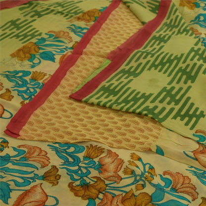 Sanskriti Vintage Sari Blend Georgette Cream Printed Sarees 5 Yard Craft Fabric upholstery fabric
