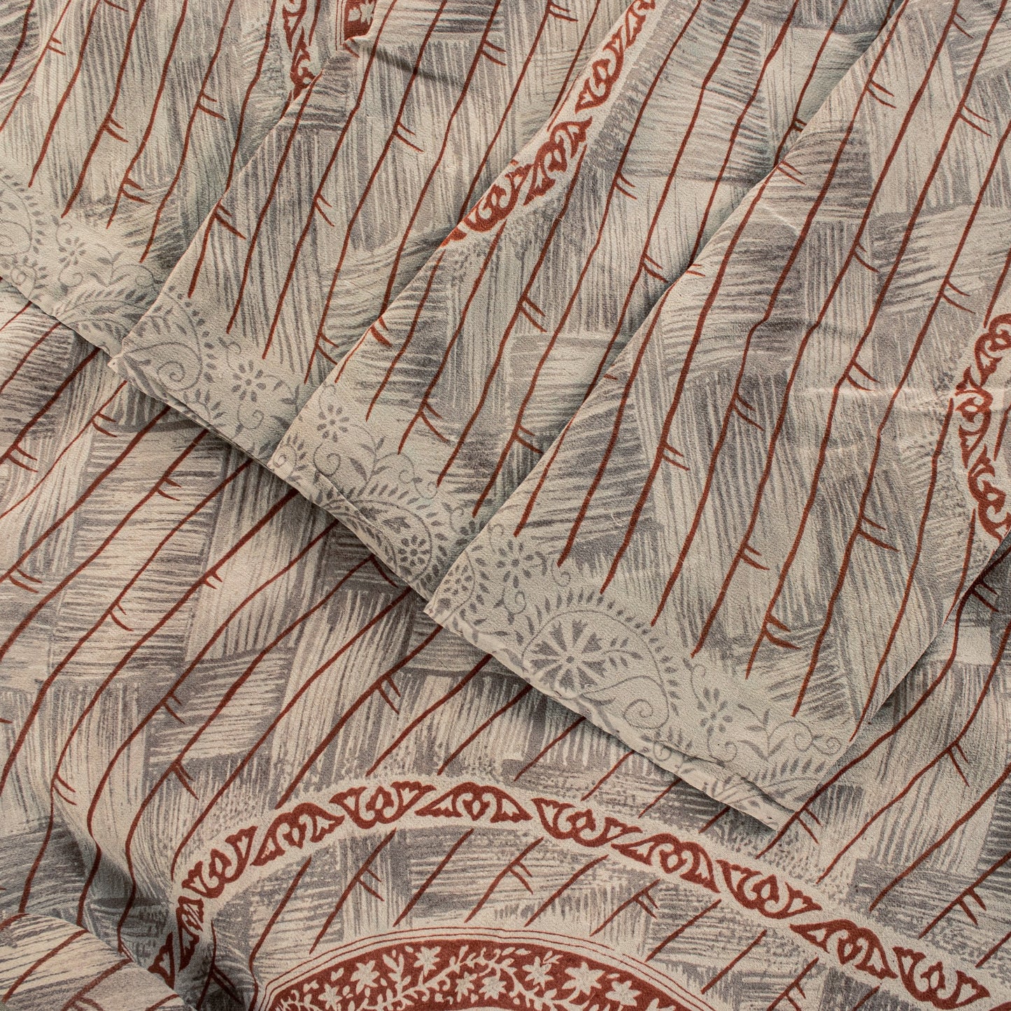 Sanskriti Vintage Sarees Red 5.5+Yd 100% Pure Georgette Silk Saree Floral Printed Sari Create Dresses, Kaftan, Skirt, Tops, Project, Decor