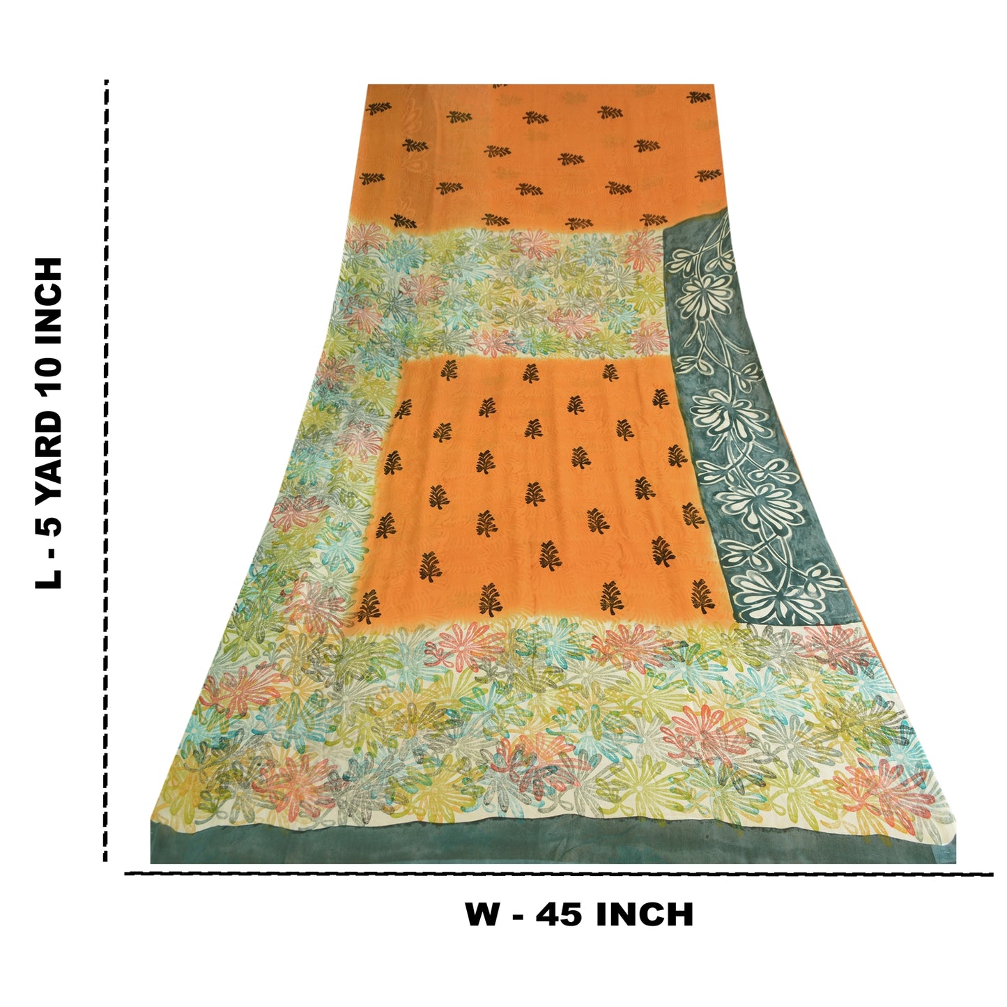 Sanskriti Vintage Orange Saree Pure Georgette Silk Printed Sari Craft Sustainable Fabric