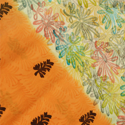Sanskriti Vintage Orange Saree Pure Georgette Silk Printed Sari Craft Sustainable Fabric