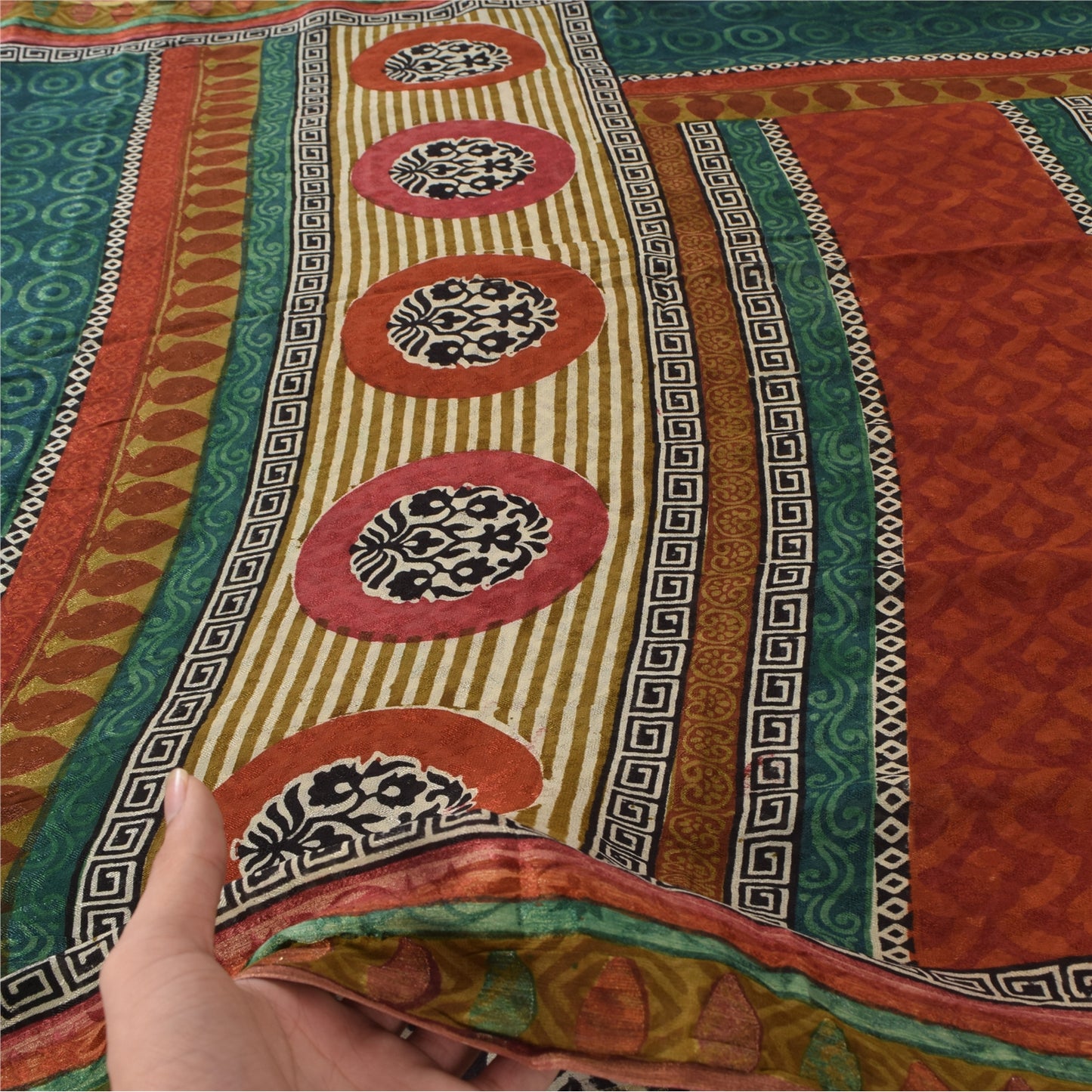 Sanskriti Vintage 100% Pure Georgette Silk Printed Black Indian Saree 5 Yd Craft Fabric Indian Heritage Textile Craft Supplies Material