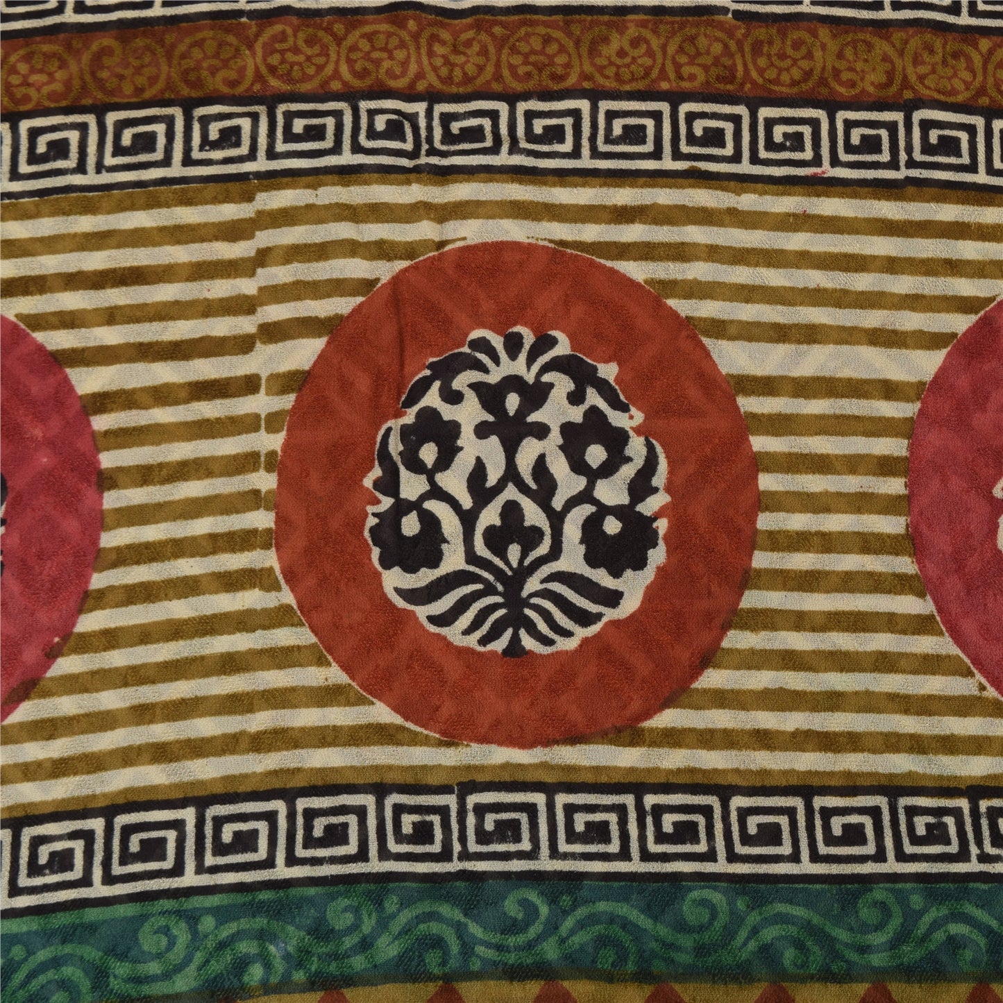 Sanskriti Vintage 100% Pure Georgette Silk Printed Black Indian Saree 5 Yd Craft Fabric Indian Heritage Textile Craft Supplies Material