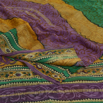 Sanskriti Vintage Sarees Pure Georgette Silk Printed Zari Work Sari Craft Fabric
