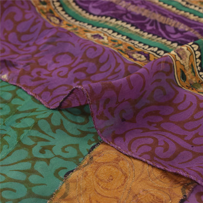 Sanskriti Vintage Sarees Pure Georgette Silk Printed Zari Work Sari Craft Fabric