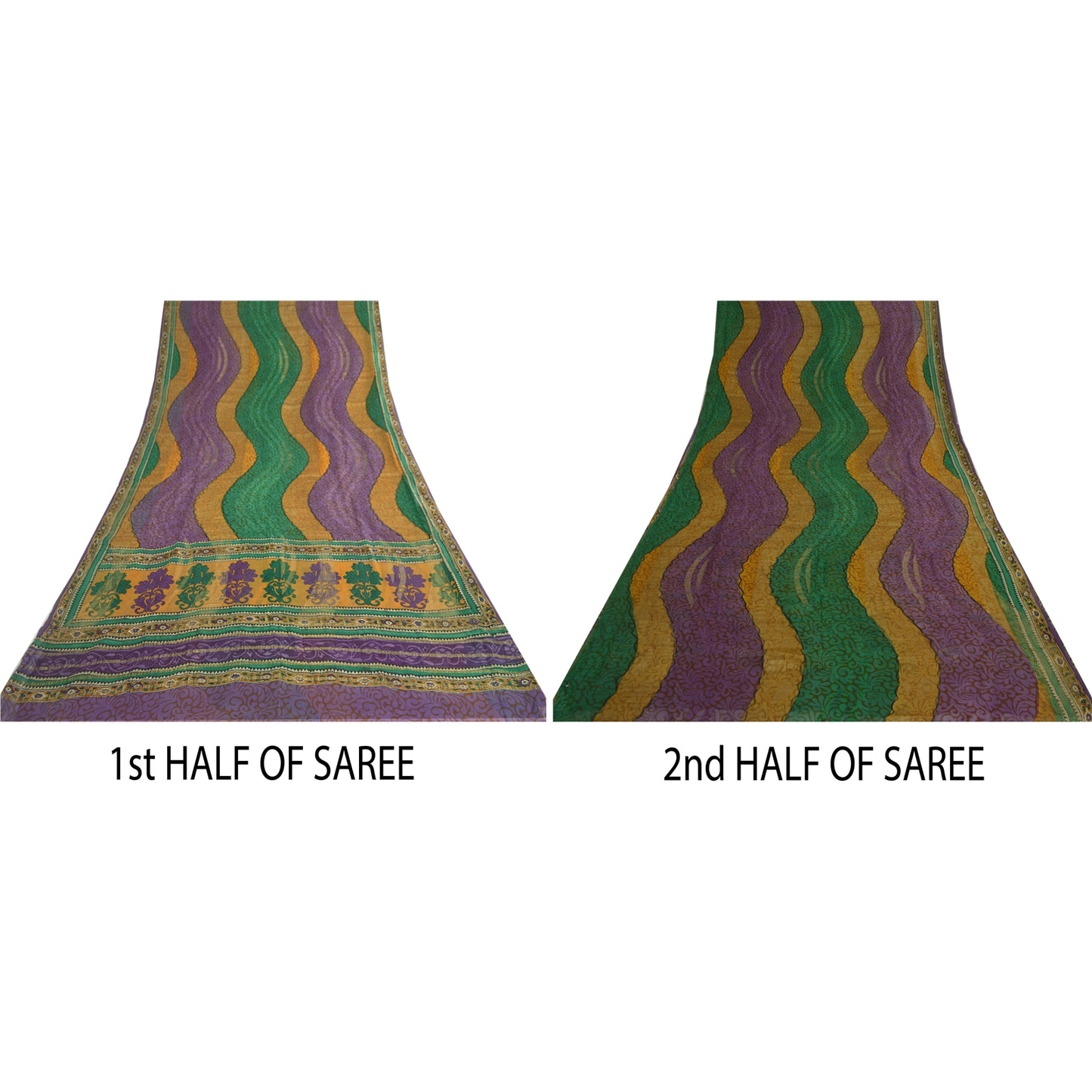Sanskriti Vintage Sarees Pure Georgette Silk Printed Zari Work Sari Craft Fabric
