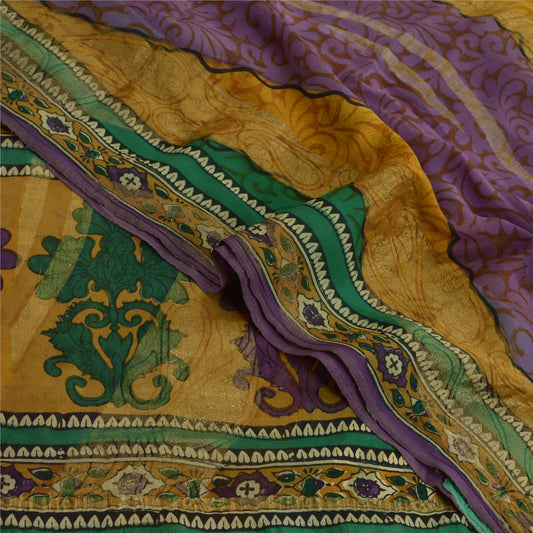 Sanskriti Vintage Sarees Pure Georgette Silk Printed Zari Work Sari Craft Fabric