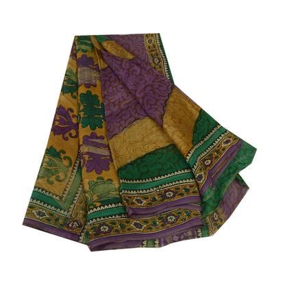 Sanskriti Vintage Sarees Pure Georgette Silk Printed Zari Work Sari Craft Fabric
