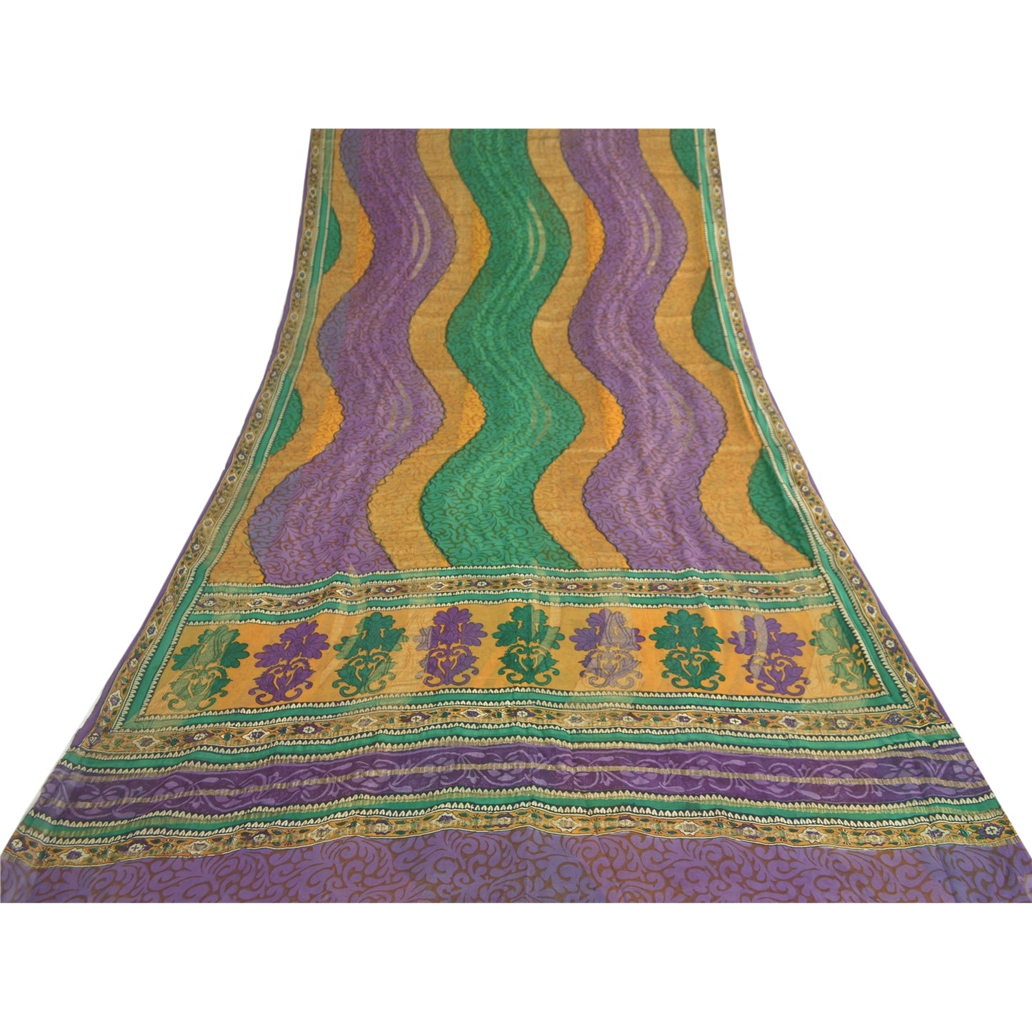 Sanskriti Vintage Sarees Pure Georgette Silk Printed Zari Work Sari Craft Fabric
