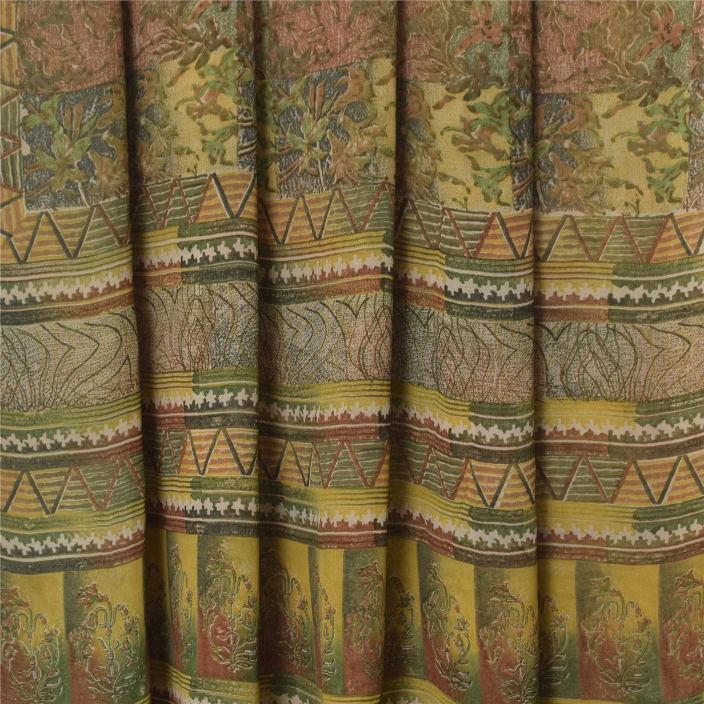 Сари Sanskriti Vintage Green Saree из чистого шелка-жоржета с принтом, мягкая ткань для рукоделия, устойчивая ткань