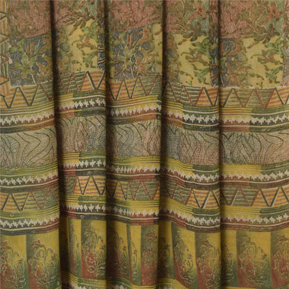 Сари Sanskriti Vintage Green Saree из чистого шелка-жоржета с принтом, мягкая ткань для рукоделия, устойчивая ткань