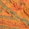 Sanskriti Vintage Sari 100% Pure Georgette Silk Yellow Floral Printed Saree 6Yd Craft Fabric Boho Quilting Material For DIY Projects