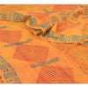 Sanskriti Vintage Sari 100% Pure Georgette Silk Yellow Floral Printed Saree 6Yd Craft Fabric Boho Quilting Material For DIY Projects