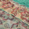 Sanskriti Vintage Grøn Sari Blend Georgette Trykt Sari 5Yd Håndværk Blødt Bæredygtigt Stoff