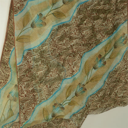 Sanskriti Vintage Cream Digital Printed Saree Blend Georgette Sari Craft Sustainable Fabric