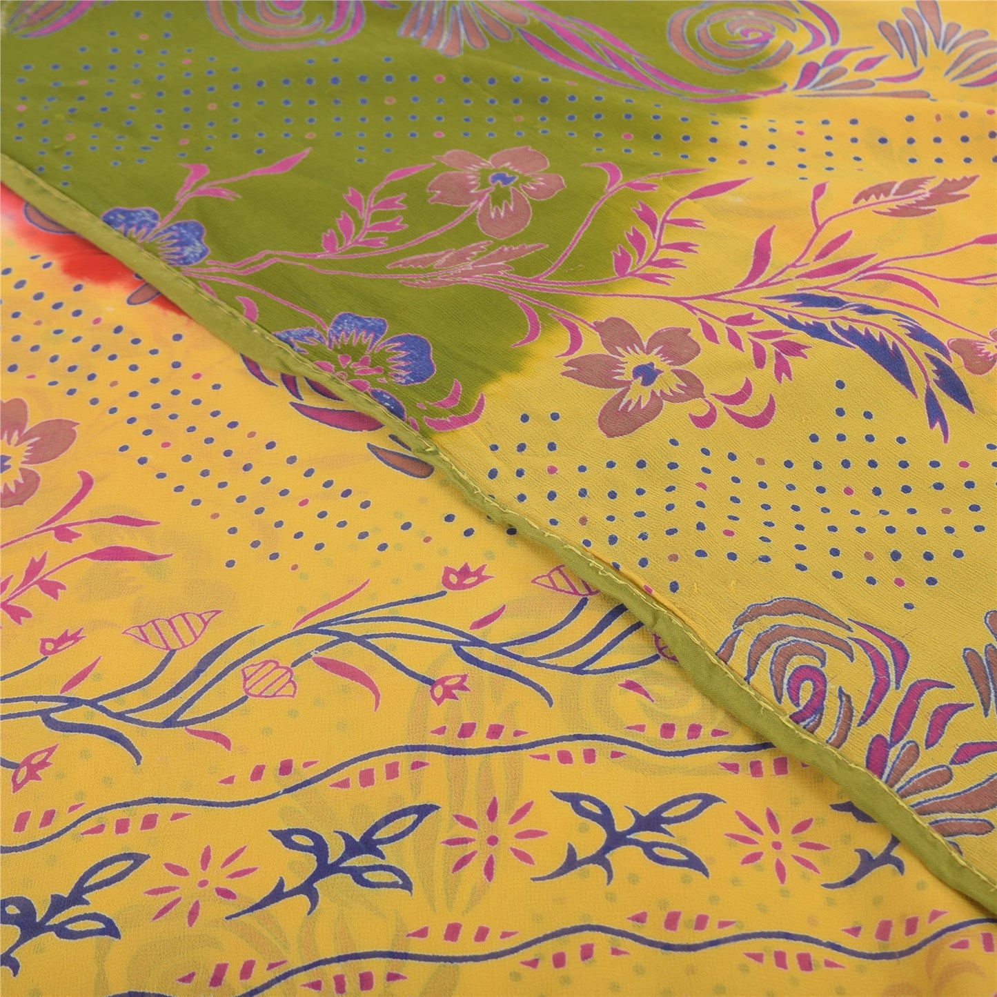 Sanskriti Vintage 100% Pure Georgette Silk Printed Red Sarees 5Yd Craft Decor Fabric Bohemian Fabric For Dressmaking,Upcyclers