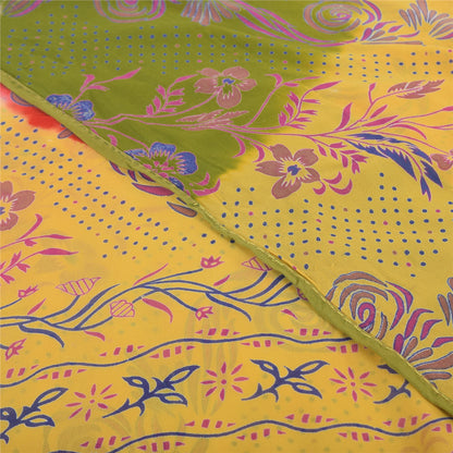 Sanskriti Vintage 100% Pure Georgette Silk Printed Red Sarees 5Yd Craft Decor Fabric Bohemian Fabric For Dressmaking,Upcyclers